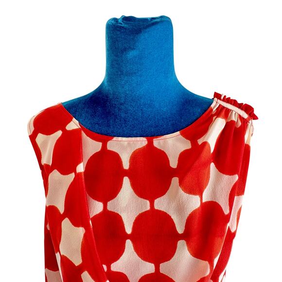 Anthropologie Maeve 100% Silk Draped Abstract Dot Blouse 8 - Picture 9 of 11